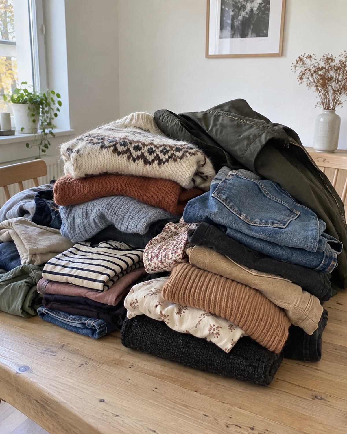Synthetic pile of clean second-hand clothing used to test the batch workflow